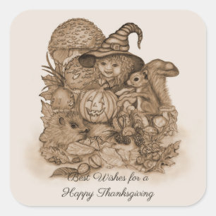 Sticker Carré Meilleurs voeux pour un Bon thanksgiving
