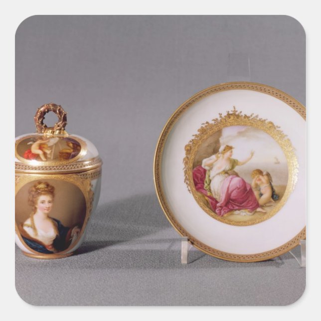Sticker Carré Meissen tasse, couvercle et soucoupe (Devant)