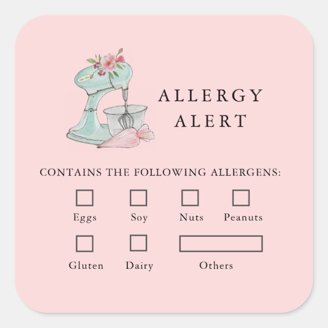 Sticker Carré Mélangeur de gâteau Boulangerie Sécurité alimentai (Devant)