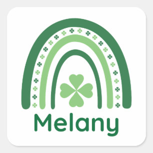 Sticker Carré Melany Nom Clover Boho Rainbow