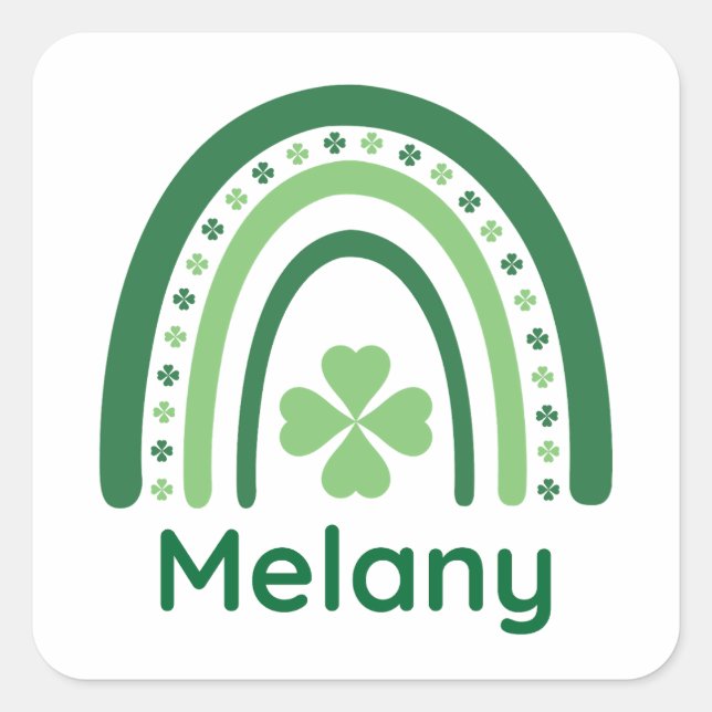 Sticker Carré Melany Nom Clover Boho Rainbow (Devant)