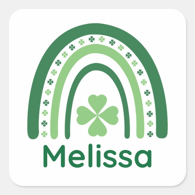 Sticker Carré Melissa Nom Clover Boho Rainbow (Devant)