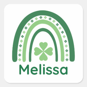 Sticker Carré Melissa Nom Clover Boho Rainbow