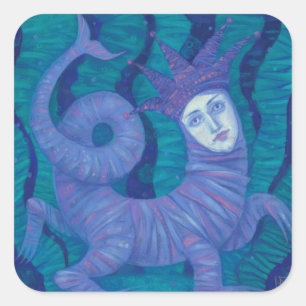 Sticker Carré Melusine, Melusina, imaginaire, surréaliste, eau