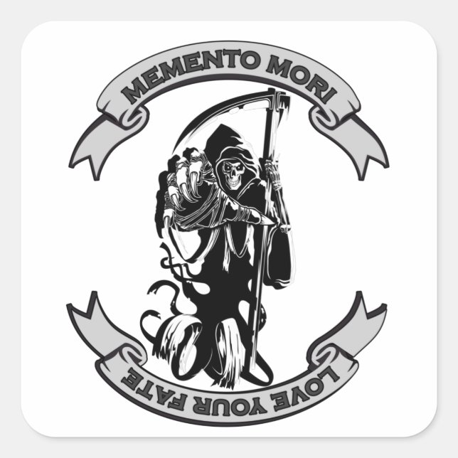 Sticker Carré MEMENTO MORI Love Your Fate Grim (Devant)