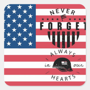 Sticker Carré Memorial Day, drapeau américain