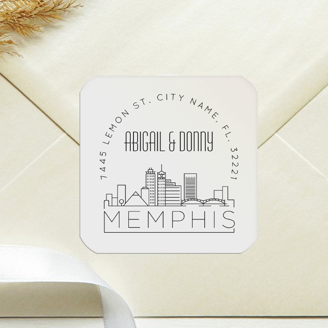 Sticker Carré Memphis Mariage | Sceau d'enveloppe préadressé (Créateur téléchargé)