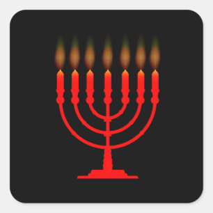 Sticker Carré Menorh Avec Sept Bougies