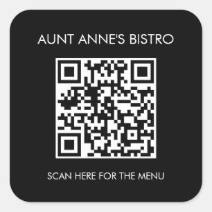 Sticker Carré Menu de commande QR Code Café Restaurant Café Café