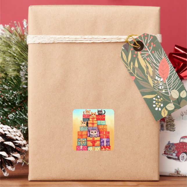 Sticker Carré Meow Gift Birthday Tower (vacances)