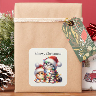 Sticker Carré Meowy Christmas chats Holiday