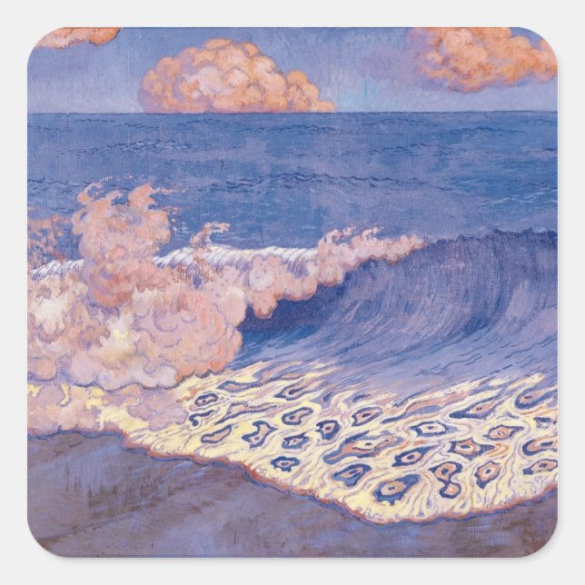 Sticker Carré Mer bleue, Effet vague, c.1893 (Devant)