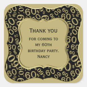 Sticker Carré Merci : 60e Motif Gold/Black Bracket