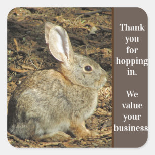 Sticker Carré Merci Adorable Bunny Pun appréciation du client