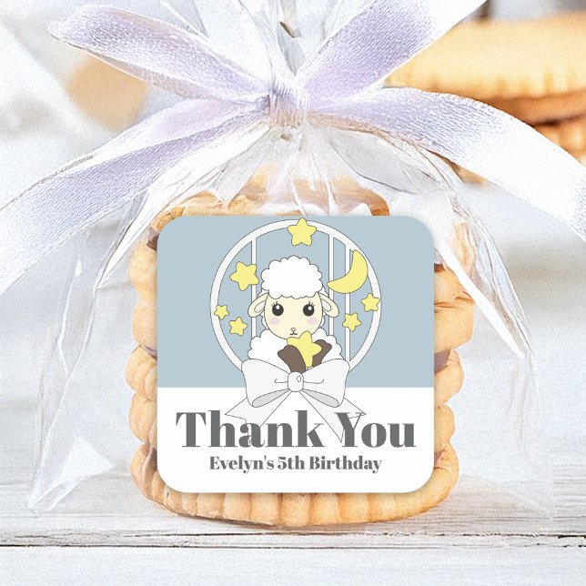 Sticker Carré Merci Animal de ferme Petit mouton Anniversaire de (Créateur téléchargé)