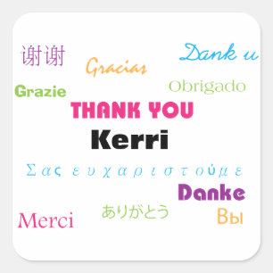 Sticker Carré Merci Beaucoup de langues colorées Personnaliser