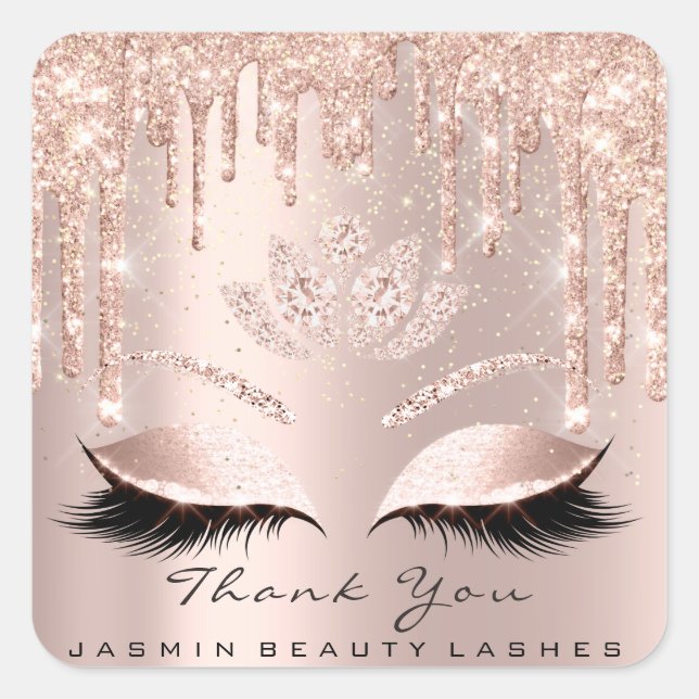 Sticker Carré Merci Beauté Lashes Lotus Bridal Rose Parties scin (Devant)