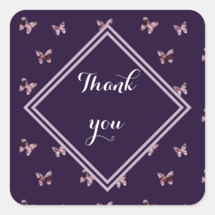 Sticker Carré Merci Beurre Satin Cute Fille Rose Merci