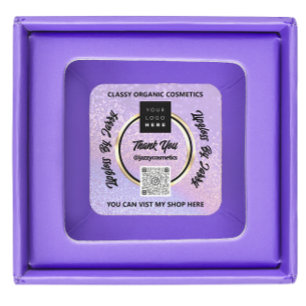 Sticker Carré Merci Business QR Code Logo Purple Parties scintil