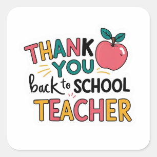 Sticker Carré Merci Cadeau de rentrée scolaire Professeur Apple 