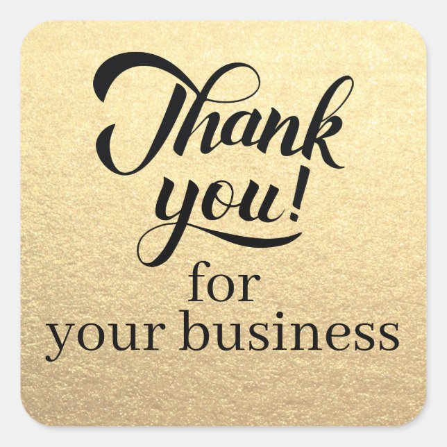 Sticker Carré Merci client pour votre entreprise Simple Gold (Devant)