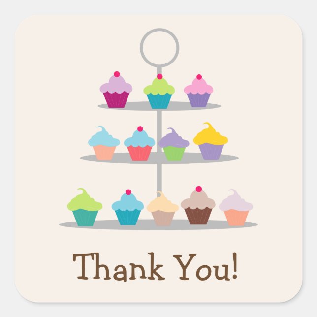 Sticker Carré Merci Coloré Cupcake Tree (Devant)