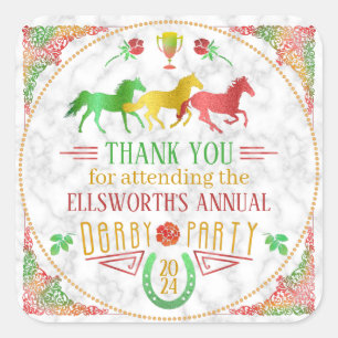 Sticker Carré Merci coloré du Derby Day Party