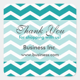 Sticker Carré Merci d'affaires Turquoise Chevron Motif