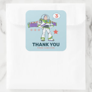 Sticker Carré Merci d'anniversaire de Buzz