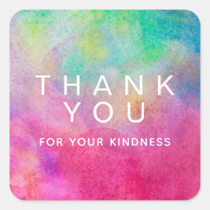 Sticker Carré Merci D'Aquarelle Lumineuse Pour Votre Fidélité