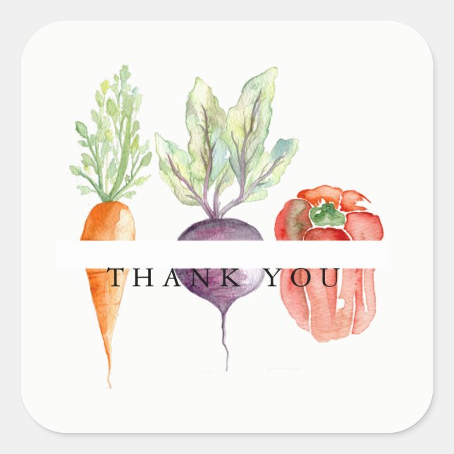 Sticker Carré Merci d'aquarelle Veggie Patch (Devant)