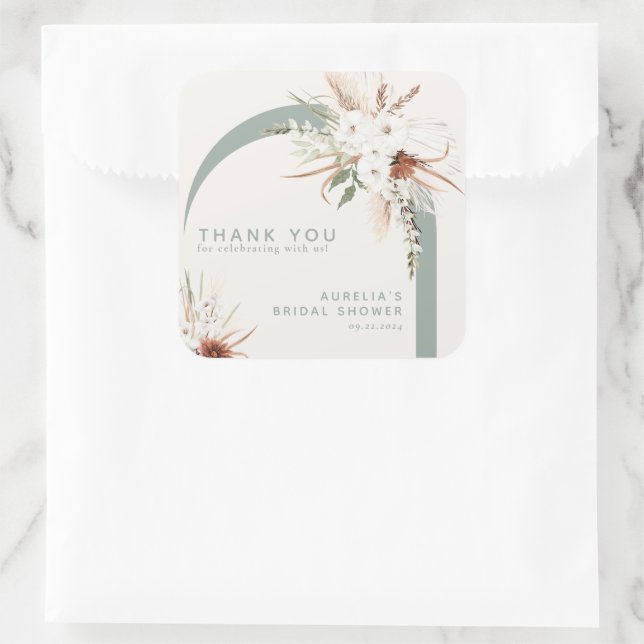 Sticker Carré Merci d'arc floral Boho (Sac)
