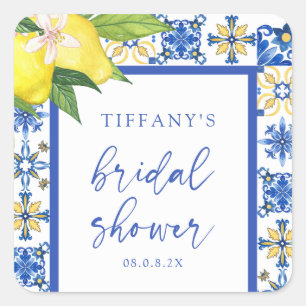 Sticker Carré Merci de Fête des mariées aux citrons bleus médite