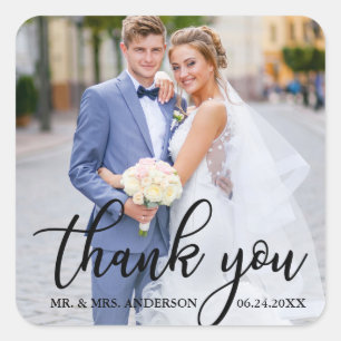 Sticker Carré Merci de mariage élégant moderne photo