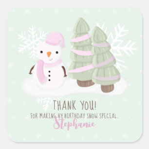 Sticker Carré Merci de Noël Snowman