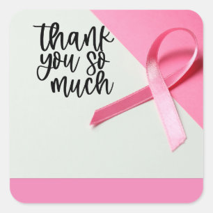 Sticker Carré Merci de sensibilisation au cancer du sein rose