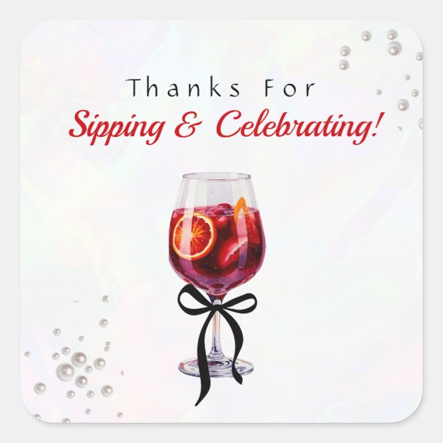 Sticker Carré Merci de Sipping & Celebration Favor (Devant)