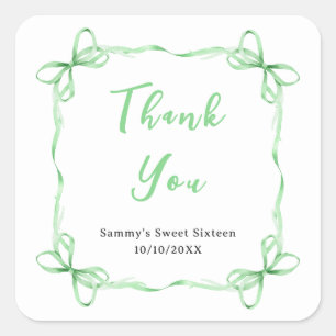 Sticker Carré Merci de Sweet sixteen de Coquette vert