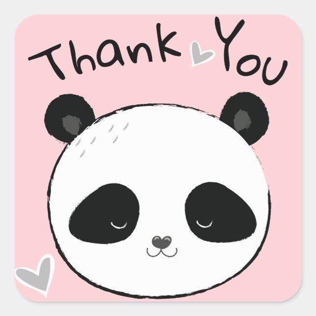 Sticker Carré Merci de visage doux de l'ours Panda (Devant)