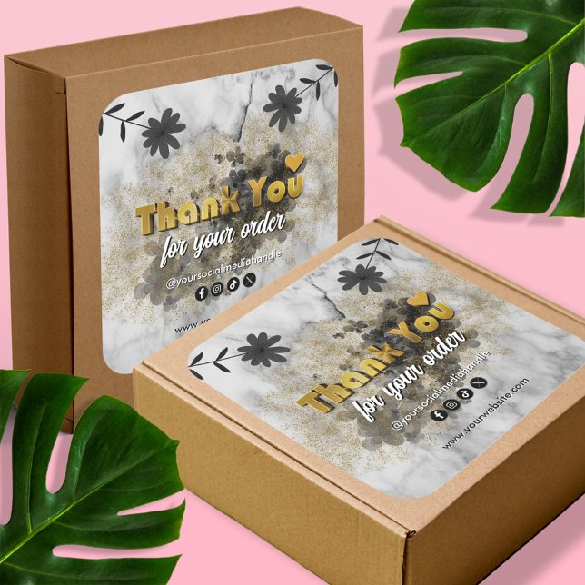 Sticker Carré Merci d'entreprise moderne pour votre commande Gol (Créateur téléchargé)