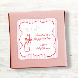 Sticker Carré Merci d'être passé par Baby Shower Bouteille de So