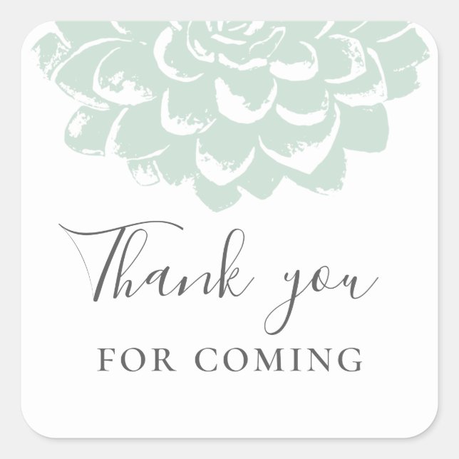 Sticker Carré Merci d'être venu. Baby shower succulent à la ment (Devant)