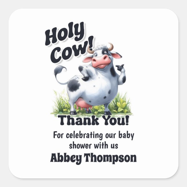 Sticker Carré Merci du Baby shower Saint-Vache (Devant)
