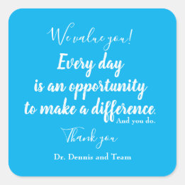 Sticker Carré Merci du patient Typographie bleu blanc