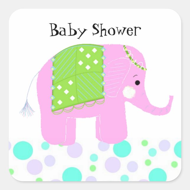 Sticker Carré Merci éléphant bébé (Devant)