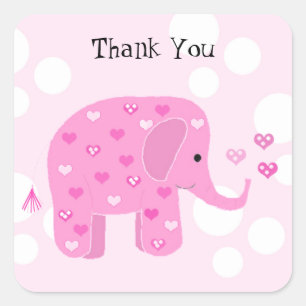 Sticker Carré Merci Eléphant Bébé mou
