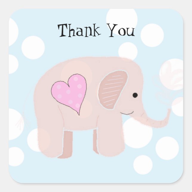 Sticker Carré Merci Eléphant Bébé mou (Devant)