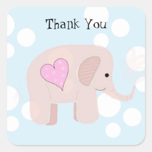 Sticker Carré Merci Eléphant Bébé mou