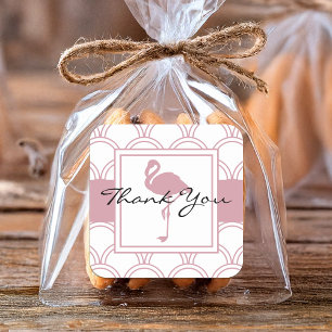 Sticker Carré Merci Flamant rose rose rosé Art déco