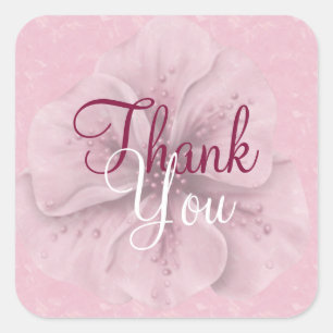 Sticker Carré Merci floral rose